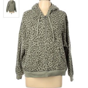 American Eagle Leopard Print Quarter Zip Hoodie